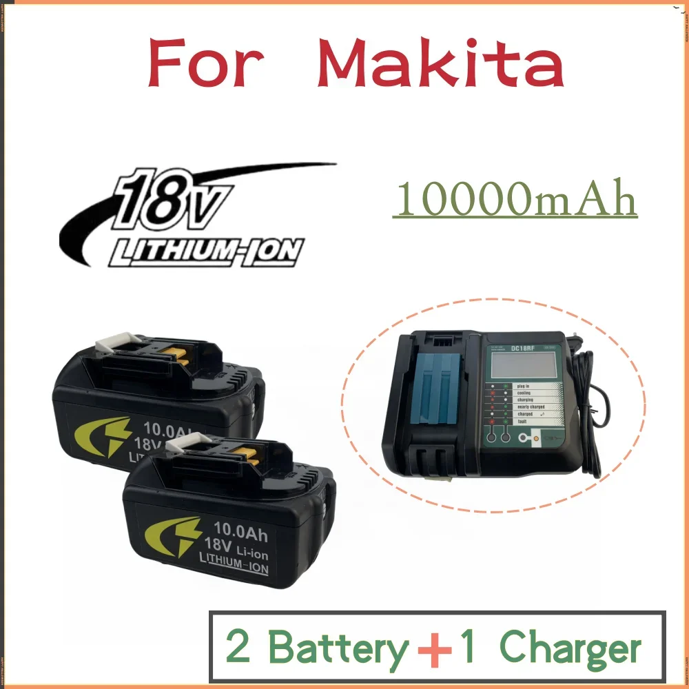 

18V 10.0Ah LED Light Display Li-ion Battery , With charger For Makita 18V BL1860 BL1830 BL1850 BL1860B Drill Replacement Batte