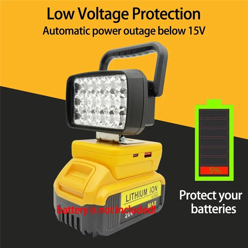 A91P Portable Lanterns Spotlight For  18V 20V Li- Battery Camp Emergency Light