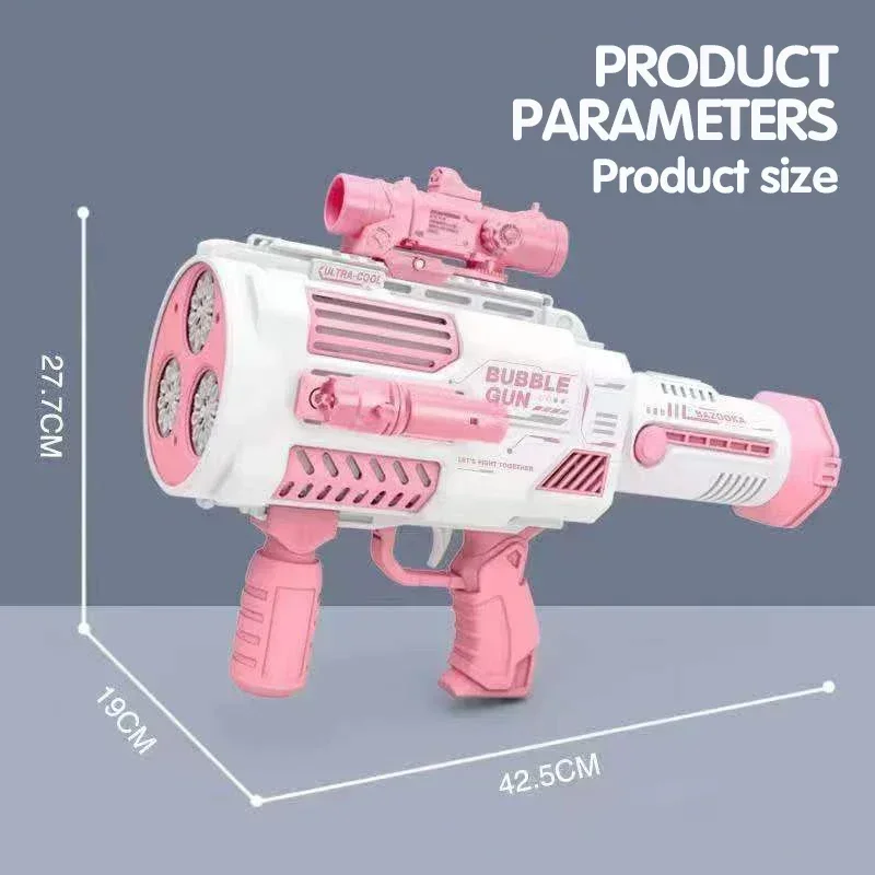 Soplador con forma de lanzador, juguete de burbujas espaciales de jabón para niños, juguete divertido al aire libre, pistola de burbujas de cohete automática grande, máquina de burbujas con agujeros grandes