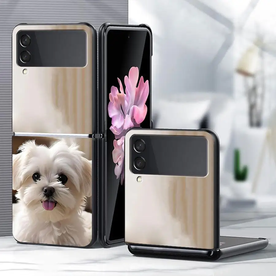 Cute Cartoon Puppy Case for Samsung Galaxy Z Flip 8 Flip6 Flip5 Flip7 FE Flip3 Flip4 Z Flip 7 6 5 4 3 Phone Shell Funda
