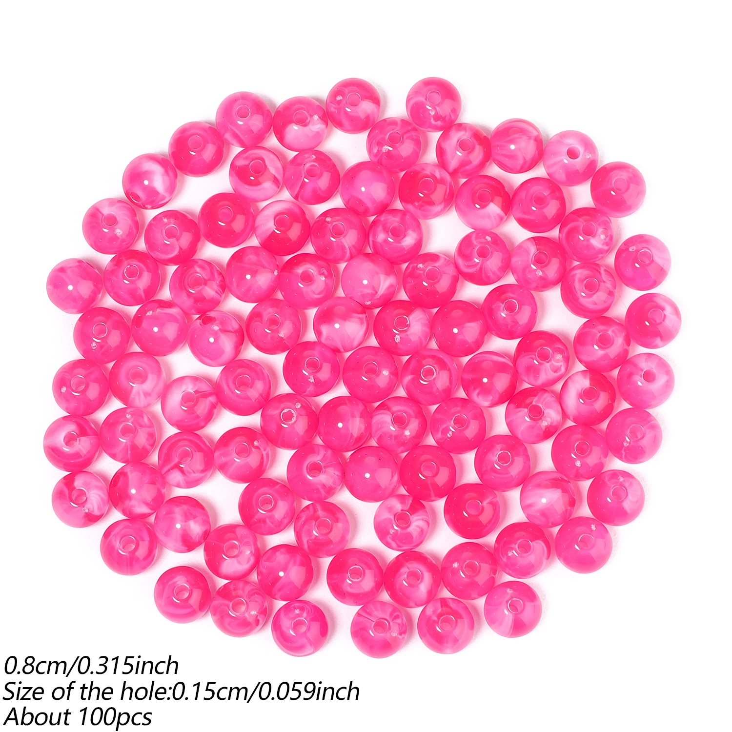 100 Stück 8mm Runde Acrylperlen Mehrfarbige Lose Abstandsperlen für DIY Ohrringe, Armbänder, Halsketten und Schmuckherstellung Zubehör – Detail 5