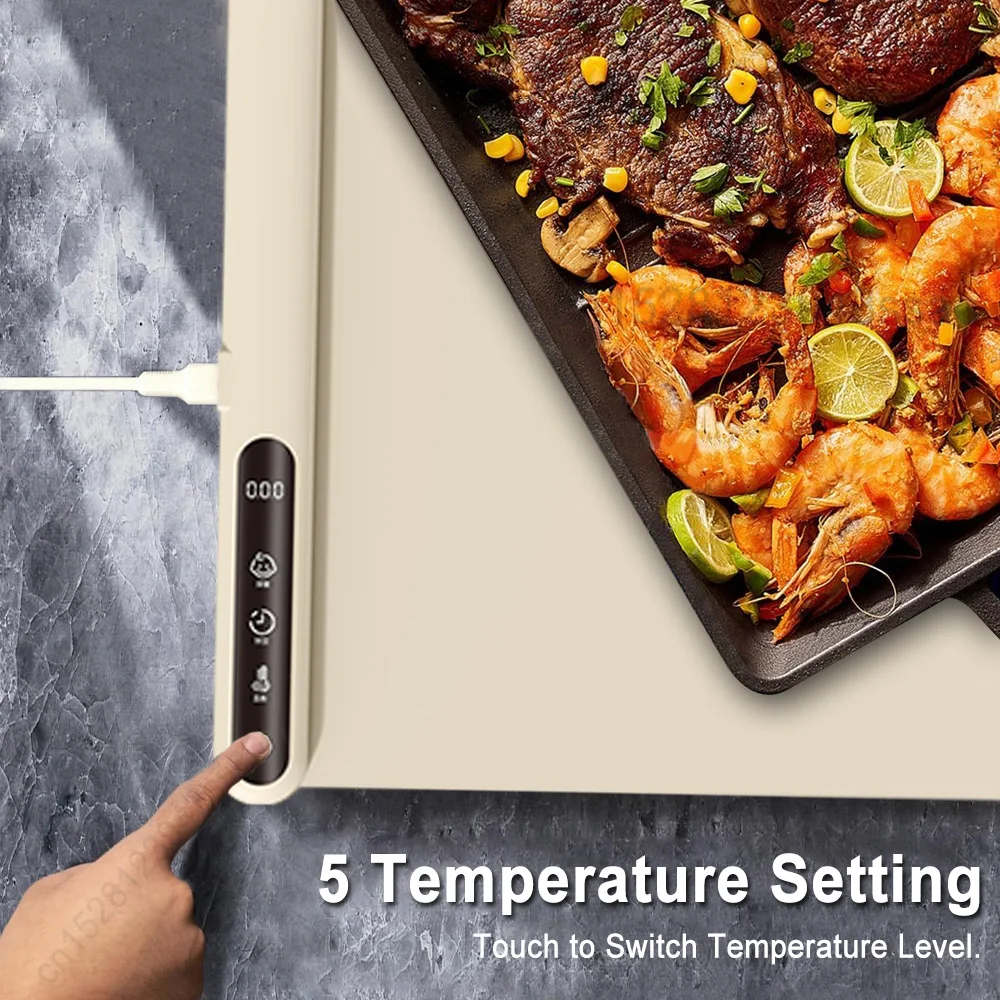 Electric Food Warming Tray Roll Up Silicone Mat 3 Temperature Settings Versatile Food Warmer Surface Heating to Keep Food Hot