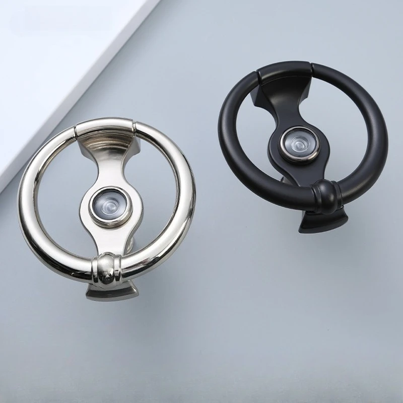 Simple Circular Door Knocker, Durable Zinc Alloy Anti-Theft Door Handle, Door Hardware