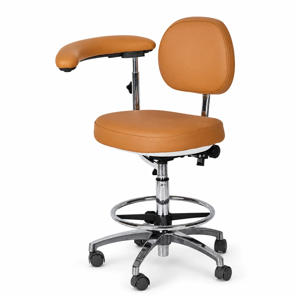 PU Leather Modern Adjustable Dental Assistant Stool with Pneumatic Lift and 360 Degree Swivel for Hospital Use