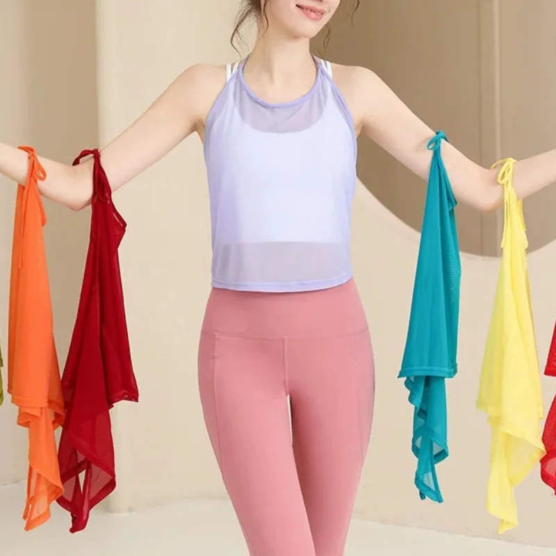 

Light vest yoga dress cover-up female summer temperament beautiful back sexy backless outside with mesh halter top