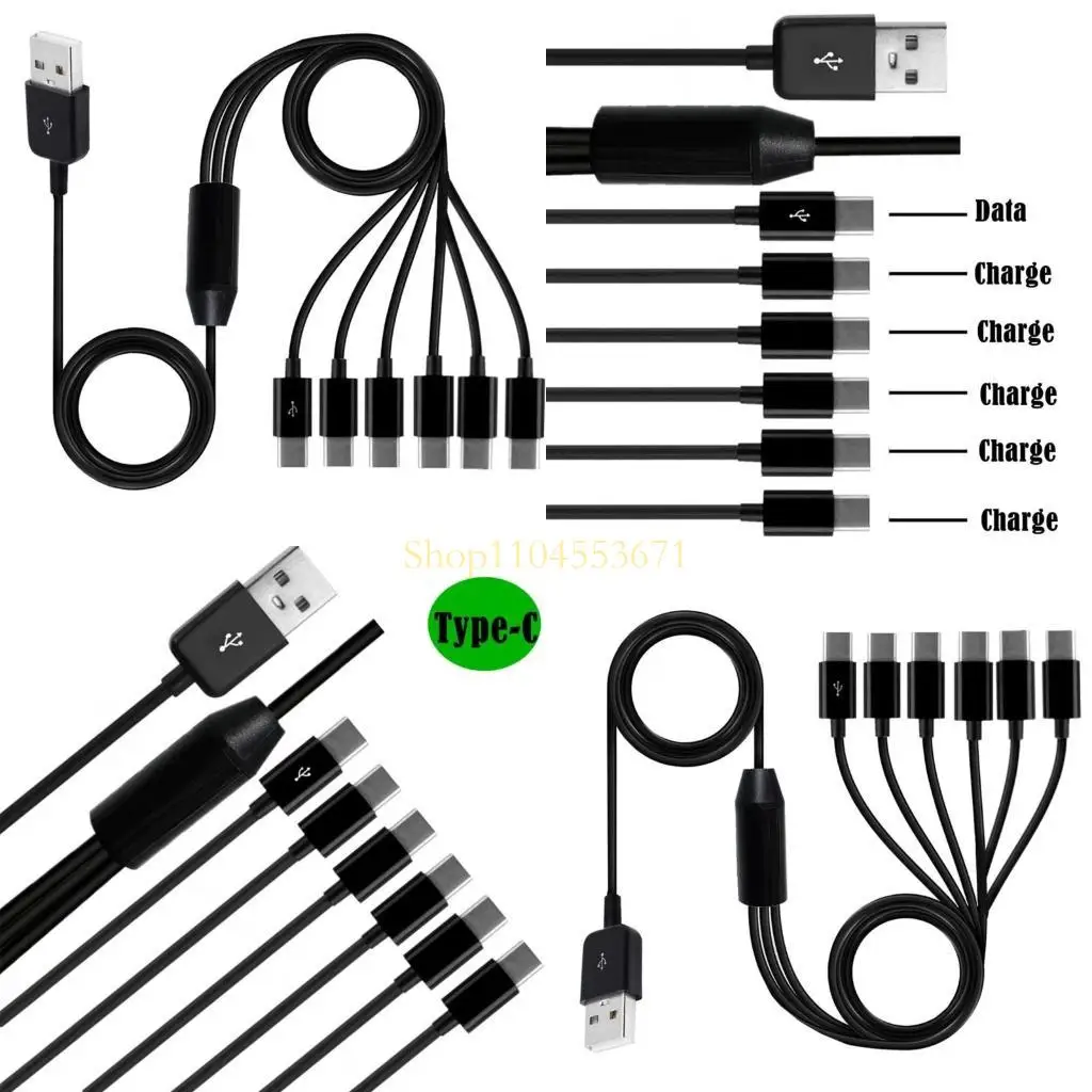 Best seller cavo ricarica USB 6in 1 USB2.0 a Typec USBC e Sync Data Line 6USBC