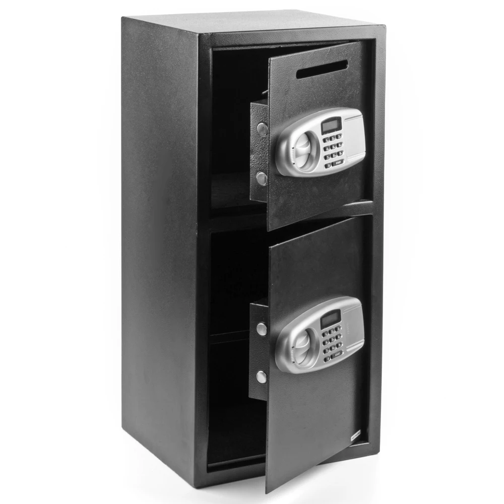 DS77TE Seguridad para el hogar y la oficina Caja fuerte electrónica digital grande de acero negra y panel gris plateado