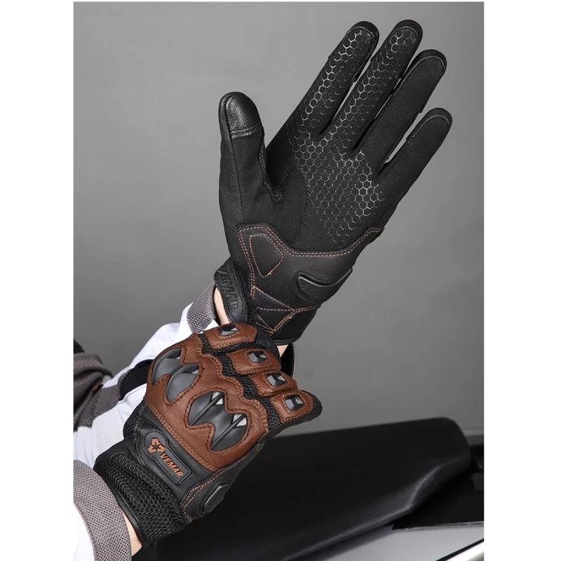 

Summer Leather Motorcycle Gloves Mesh Men Women Moto Racing Gloves Full Finger Touch Screen Motorbike Motorcross Gloves