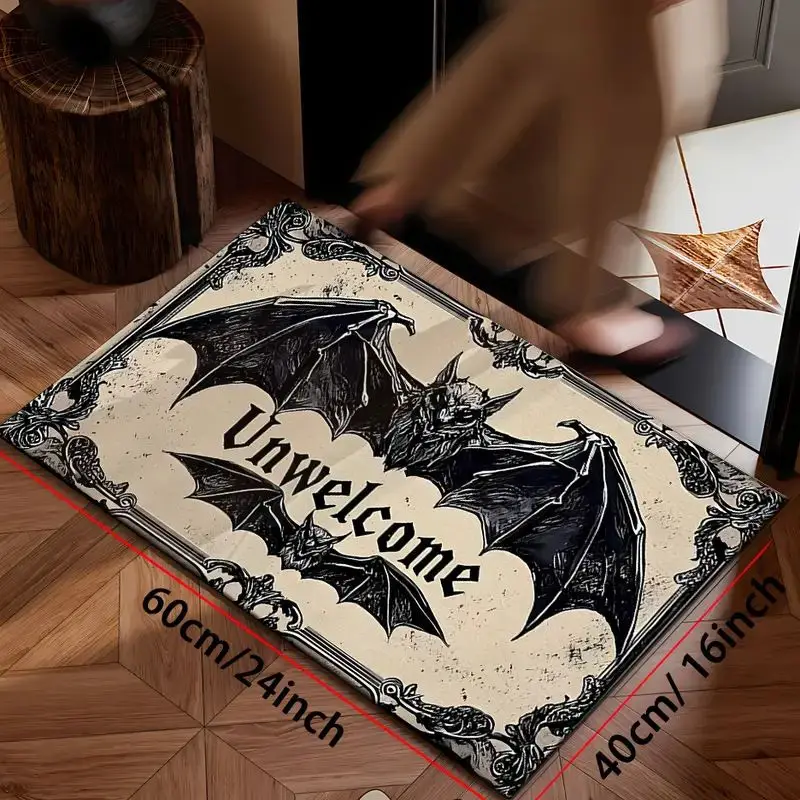 VIKAMA Gothic-Style Bat Welcome Mat, Soft, Non-Slip Indoor/Outdoor Entryway Mat, Entryway Doormat, Home Decor