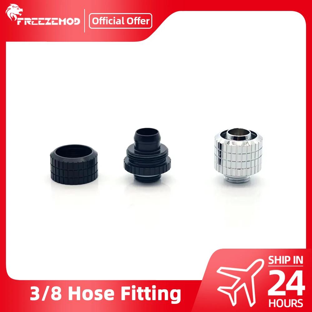 FREEZEMOD Pagoda Hexagonal Fixed Soft Tube Fitting For 9*12.7/10*13mm PVC Connector 3/8 Hose Coppr For Water Cooler System BRGKN