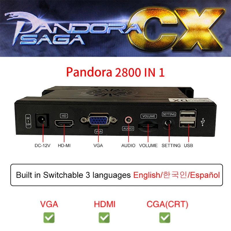 Pandora Saga Box CX 2800 in 1 DIY Kit 5 Pin 8 Way Joystick American Style Push Buttons Bartop Arcade Game MAME Console Cabinet