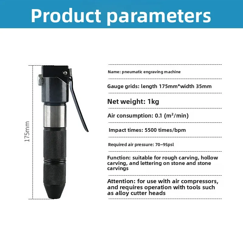 Pneumatic Stone Carving Pen Alloy Chisel Head Relief Trimming Roughing Stone Sculpting Hand Tool