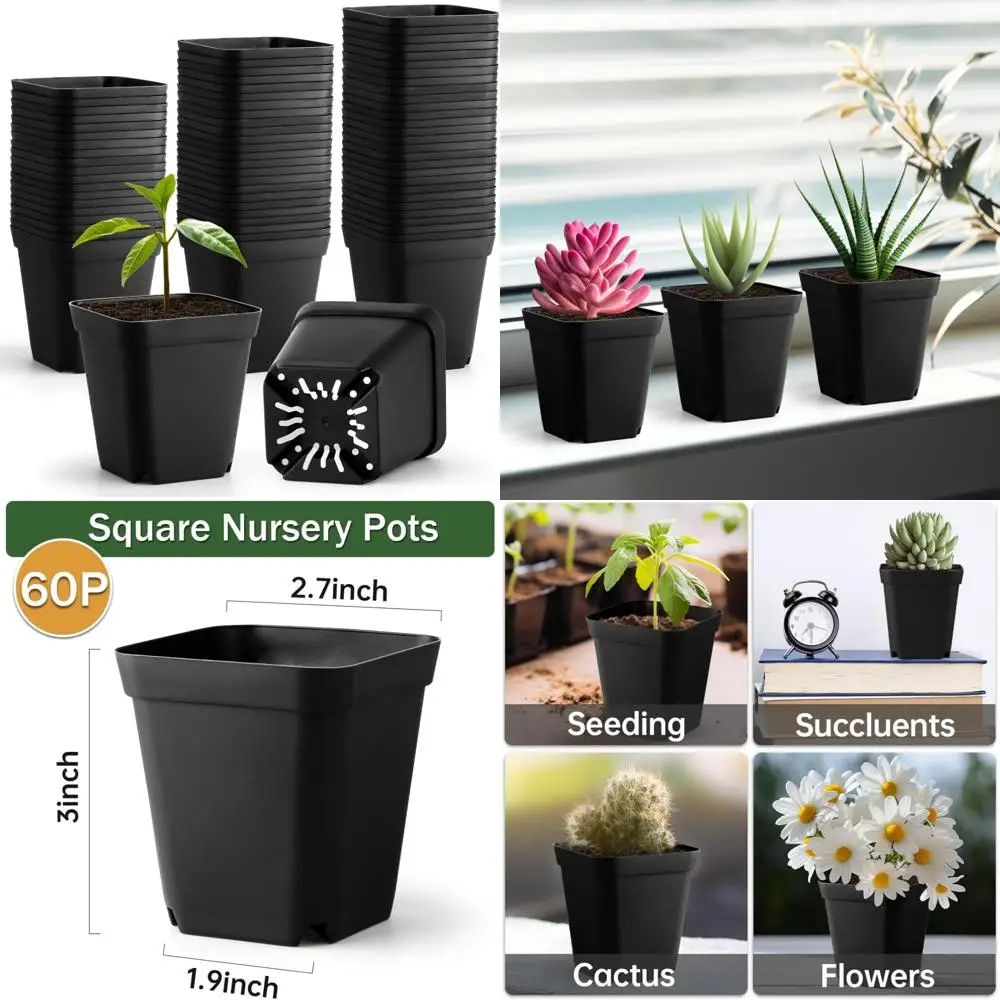 

BTPLASTIK 60 шт. детские горшки 2,7 дюйма, пластиковый стартовый горшок для семян с дренажными отверстиями, прочные горшки для рассады для посадки, вырезки