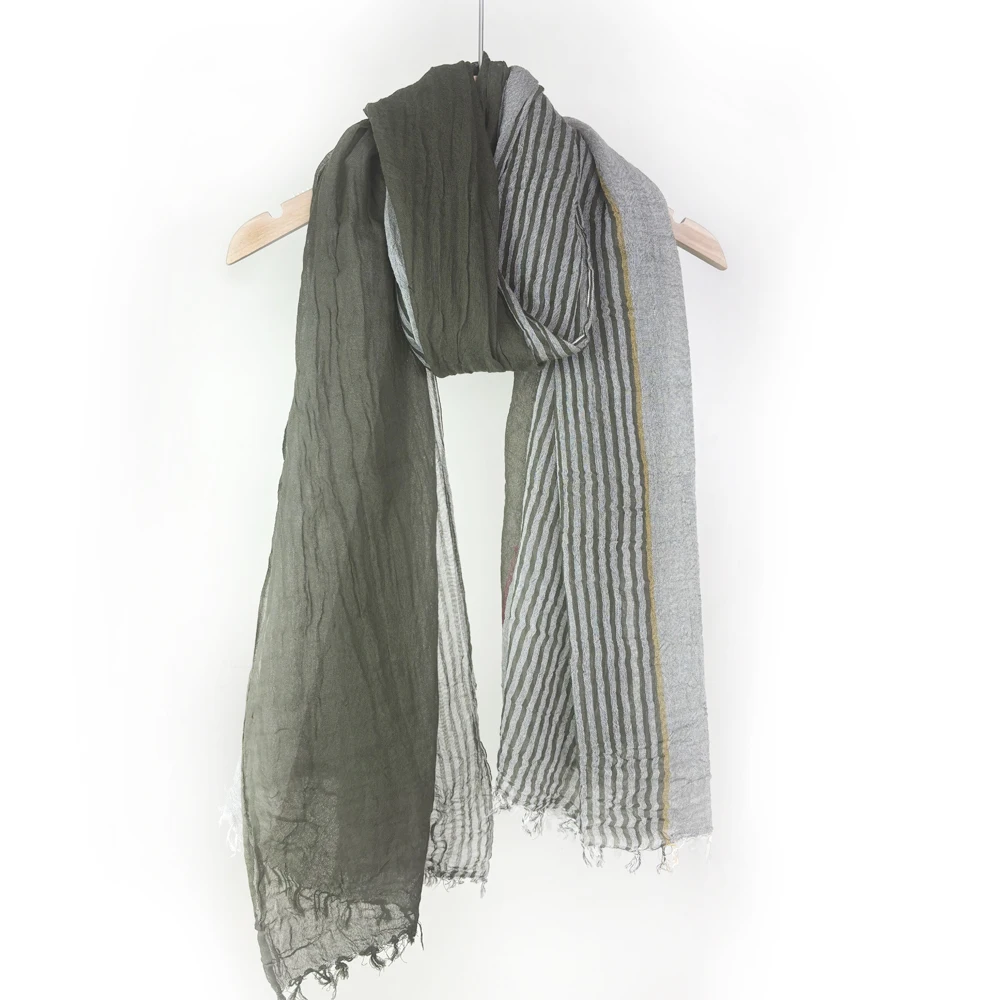 Designer Patchwork Gestreiften Schal für Männer Baumwolle Leinen Winter männer Schals Warme Halstuch Männliche Zubehör Bufandas Schals – Detail 18