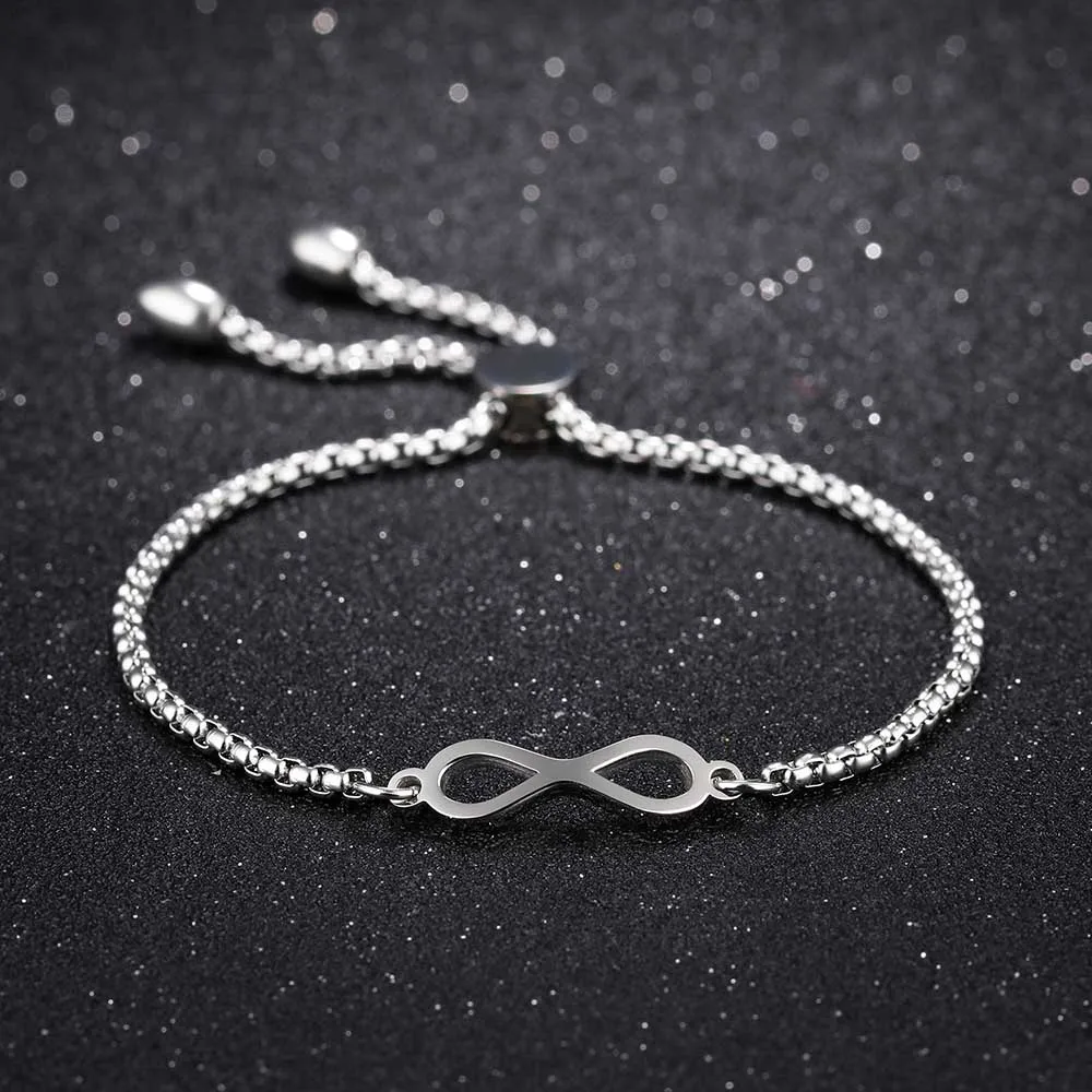 Lokaer Trendy Infinite Bracelet For Women Rose Gold/Gold/White Color Length Adjustable Female Box Chain Charm Bracelet B17104