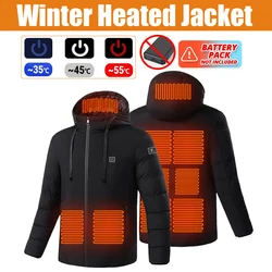 Men's Heated Jacket, Winter Warm Outdoor USB Electric Heated Jacket with 9 Carbon Fiber Heating Pads, 3 Temperature Levels