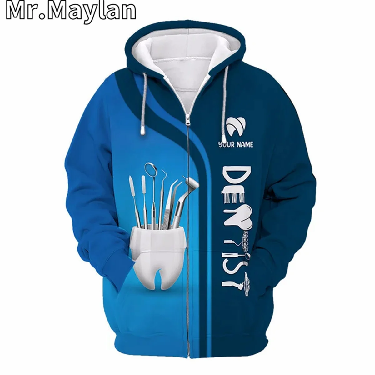 Custom Dentist Pattern Dental Clinic Uniform 3D Hoodie Men-Women Pullover Sweatshirt Hooded Jersey Tracksuit Outwear Coat A-166