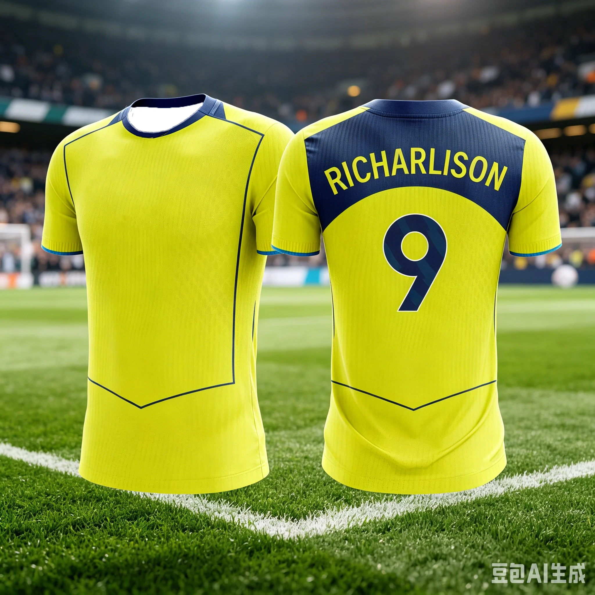 Camiseta de Futebol Infantil Tottenham Sem Estampa, Amarelo e Azul Marinho, Respirável, Secagem Rápida, Camiseta de Treino Esportiva para Homens e Mulheres