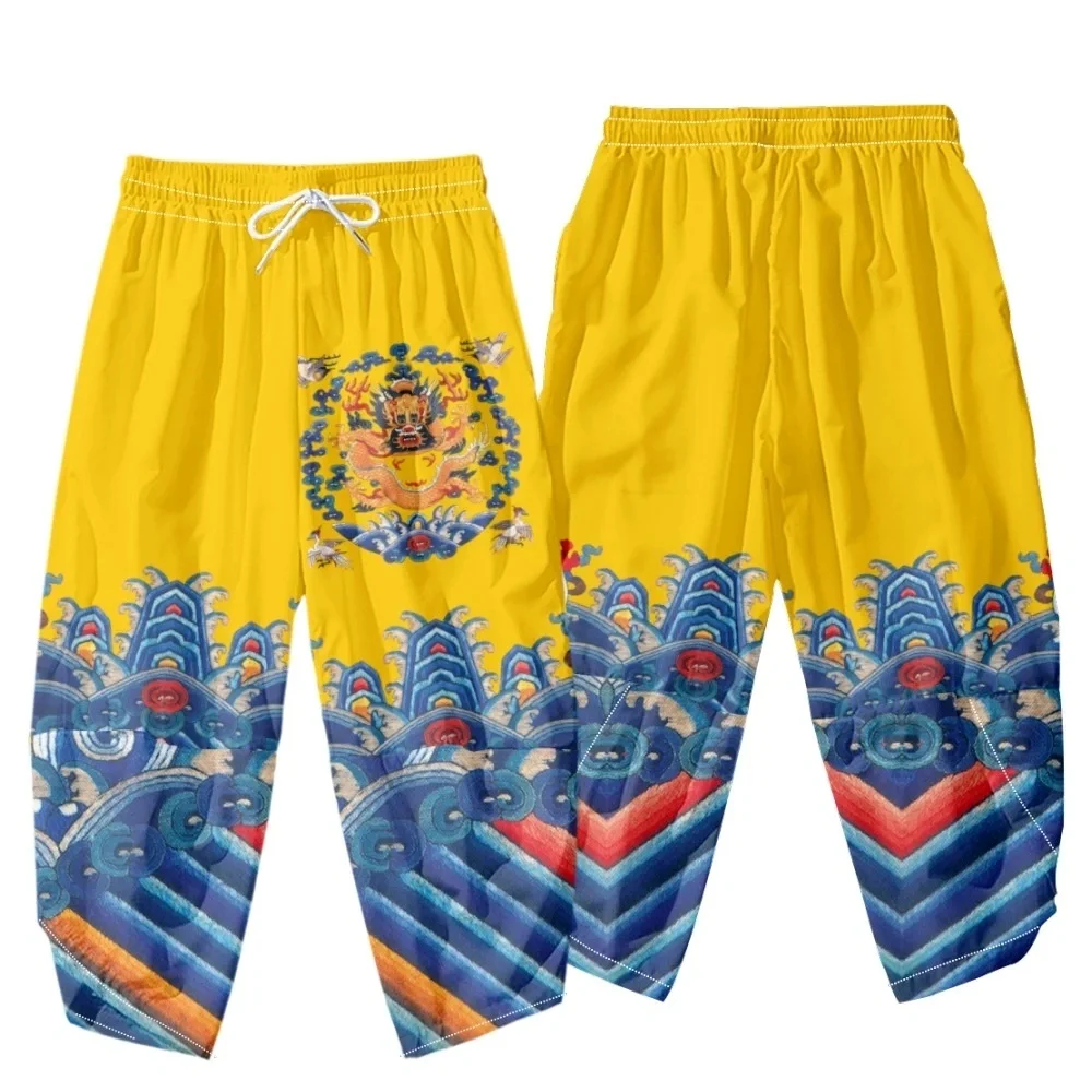 

Японские брюки-кимоно, мужские канагава, волна, дракон, косплей, традиционные самурайские тайские шаровары, уличная одежда в стиле Харадзюку, брюки для мальчиков