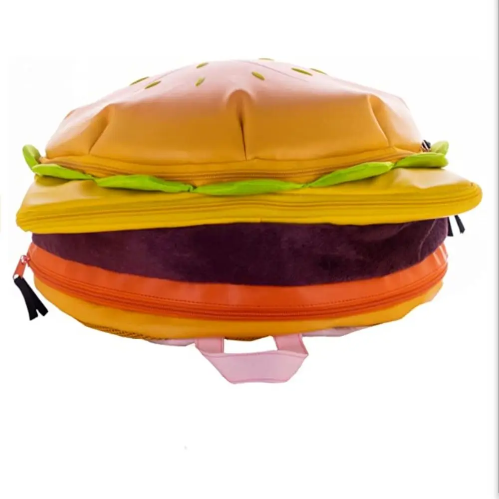 Cartoon Hamburger PU Backpack Korean Style Large Capacity Crossbody Bag Shoulder Bag School Bag Funny Shoulder Bag