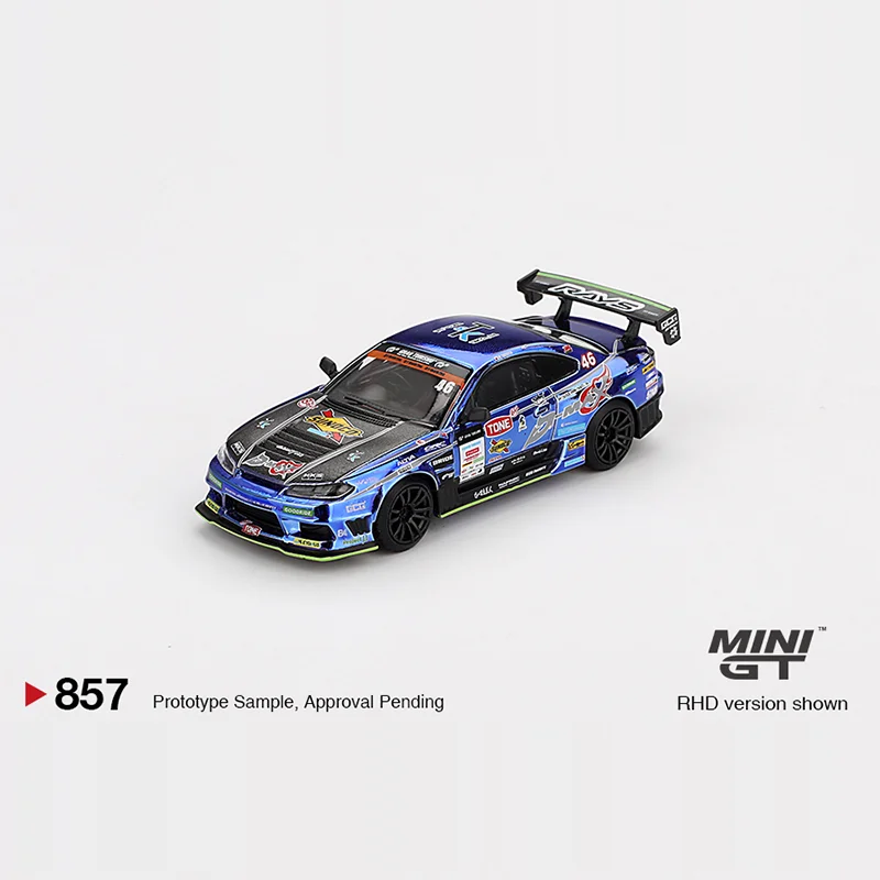 Nieuwe voorraad Minigt 1:64 857 Nisson Silvia S15 46 legering miniatuur gegoten automodel aangepaste kinderspeelgoed cadeau collectie ornament