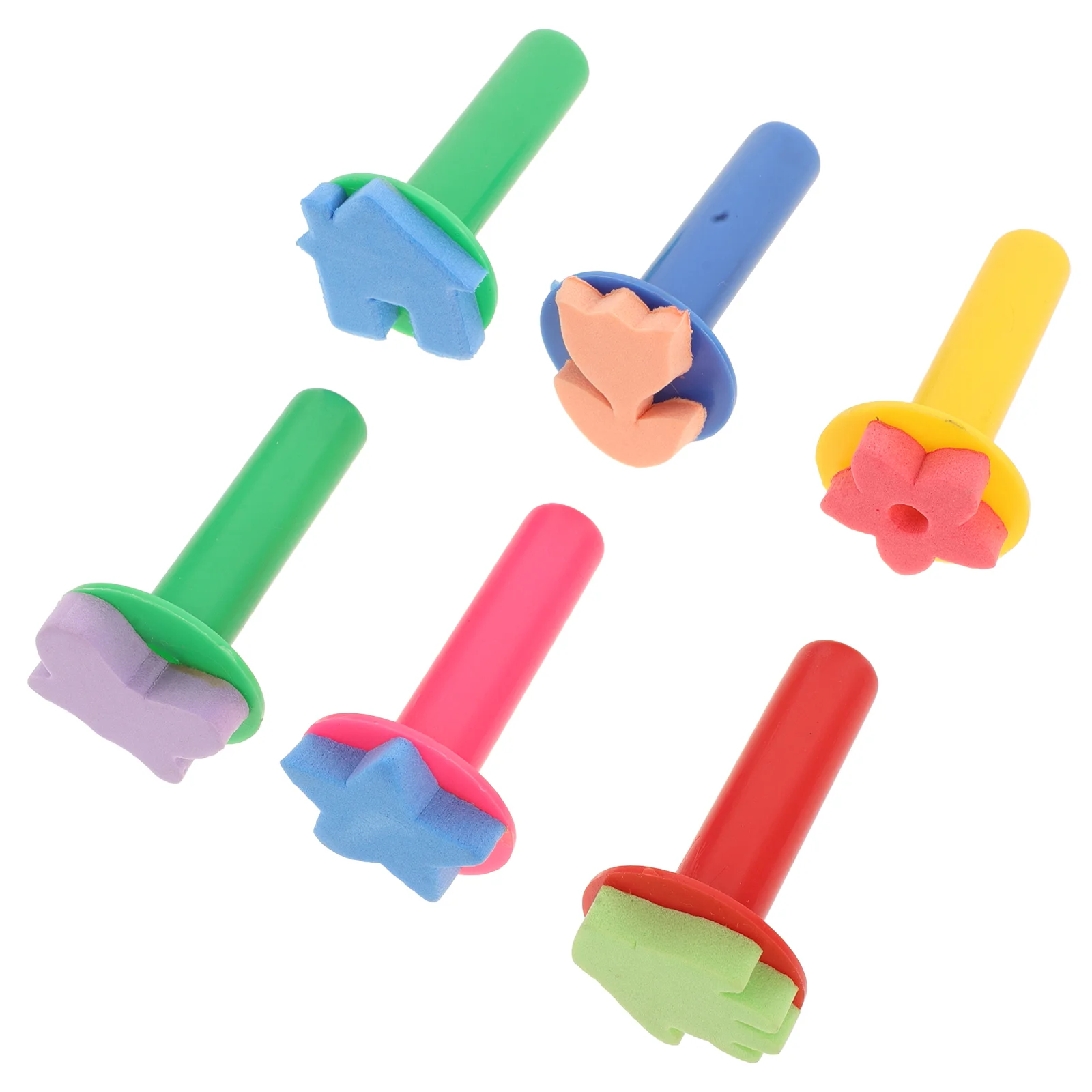

6pcs Toddler Craft Supplies Small Sponges Sponge For Painting Finger Paint Set Paint Brush Set For Kids Painting Tools For