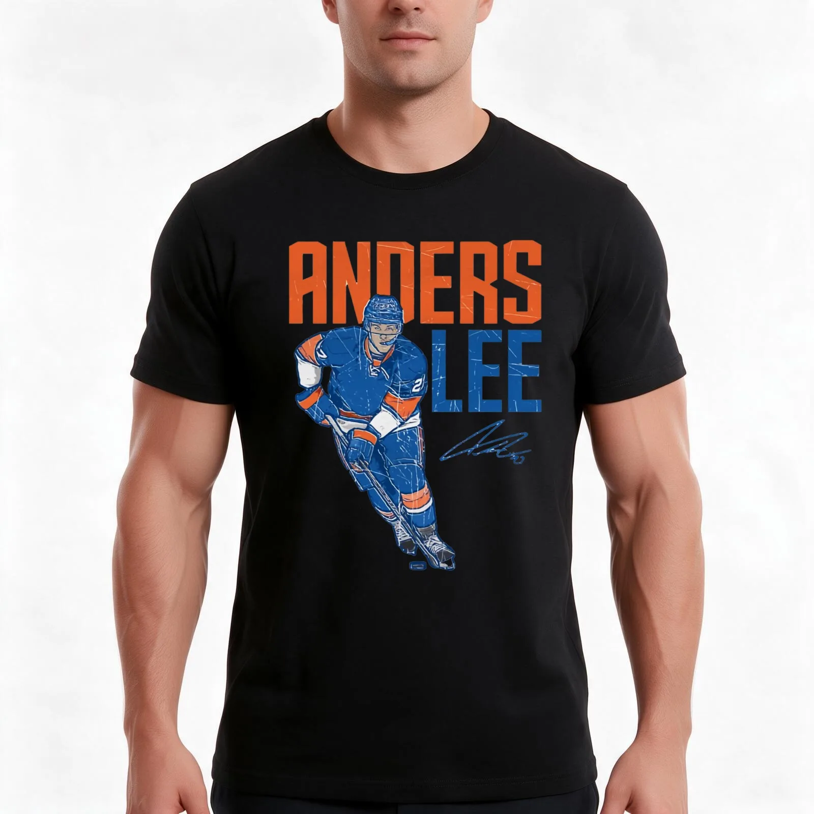 Anders Lee Hyper T-Shirt, Summer Casual Cotton Tee, Oversized Streetwear Tops, Vintage Graphic Print, Loose Fit Short Sleeve