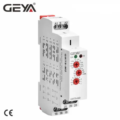 GEYA 다기능 타이머 릴레이, CE CB 포함, 10 가지 기능 및 10 가지 시간 범위 조절 가능, 12V, 24V, 220V