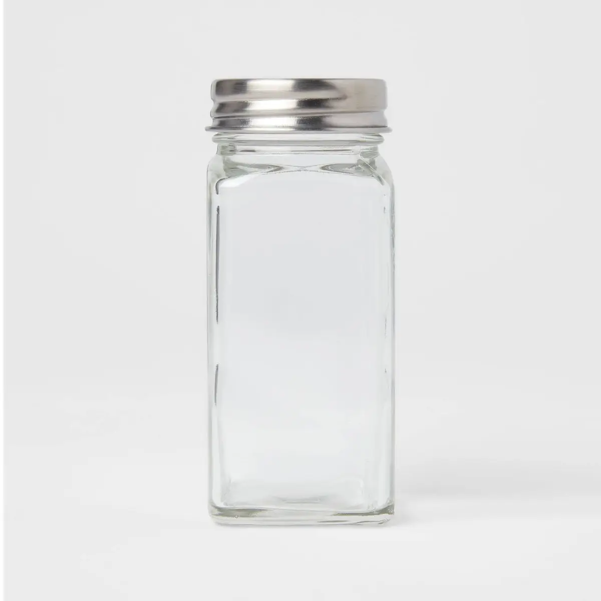 

3.5oz Glass Square Spice Jar: Traditional Clear Seasoning Bottle, Hand Wash, 4.13" Height