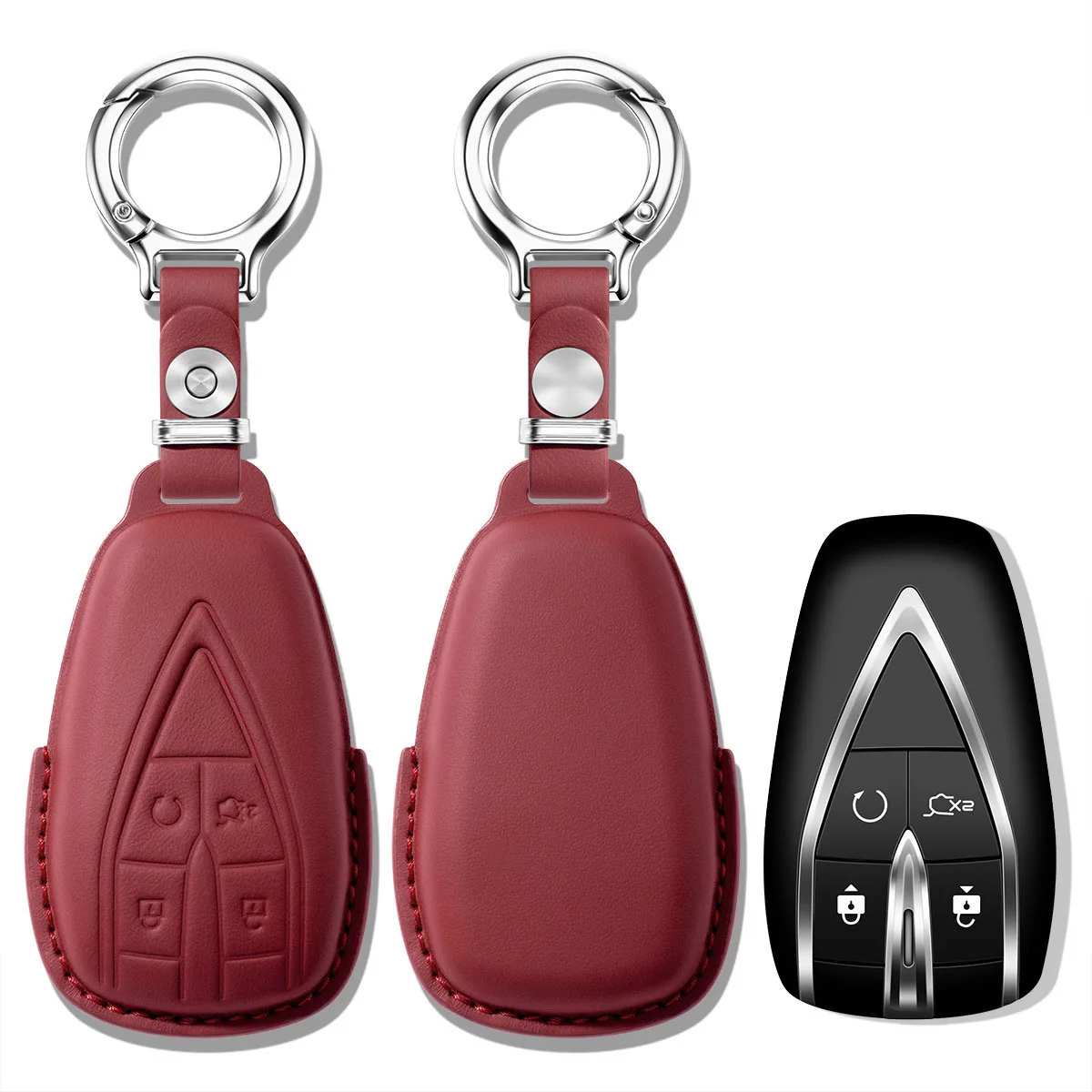 4 Buttons Top layer Leather Car Remote Key Case Cover For Changan CS35 Plus CS55 Plus CS75 Plus 2019 2020 Key Bag Accessories
