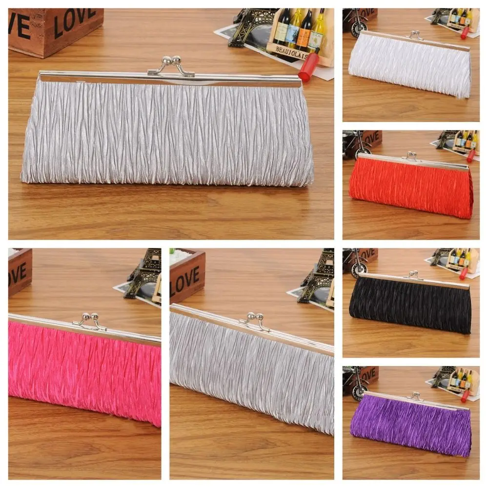 Elegant Multicolor Pleated Clutch Purse with Chain Cloth Dinner Bag Wallet Crossbody Bag Evening Party Purse Ladies