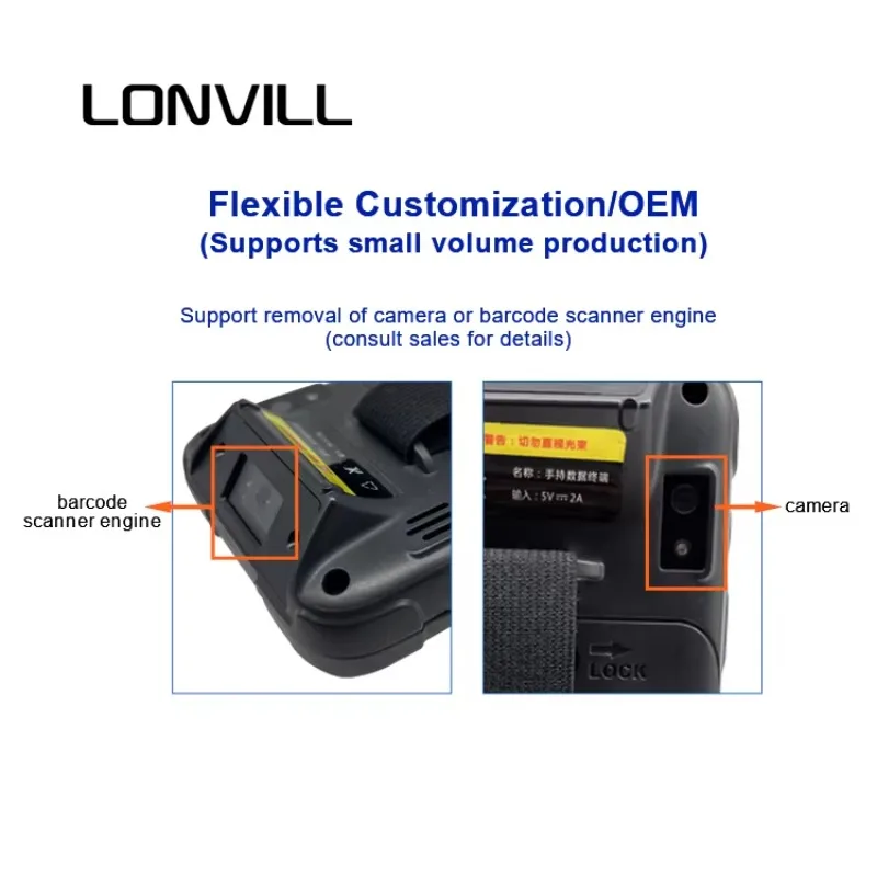 LONVILL Atacado 1d 2d Scanner de código de barras Terminal de coleta de dados portátil robusto PDAs portáteis