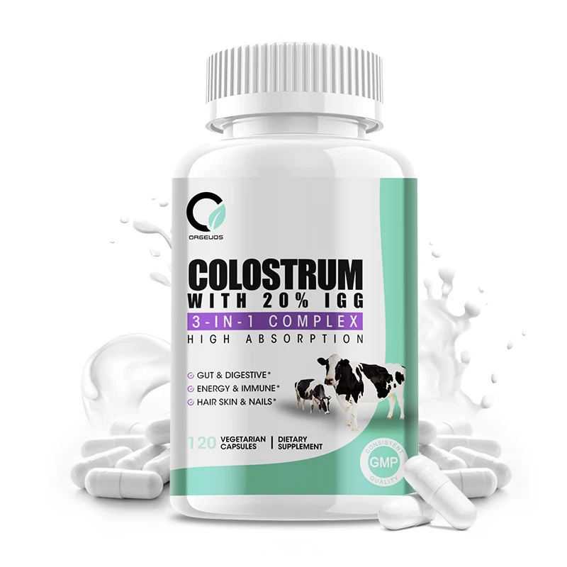 Bovine Colostrum for Gut Health, Bloating, Hair Growth, Immune Support, Lactoferrin Supplement, Contains Dairy with 20% IgG