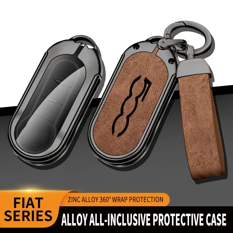 For FIAT 500 500C 500L 500X Zinc alloy car key protection box Remote control device protective cover Auto Accessories