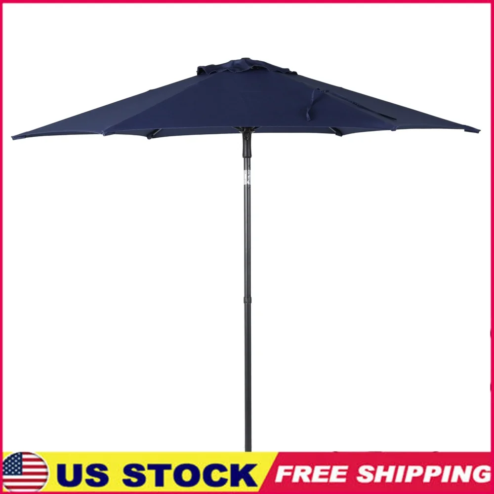 

7.5ft Navy Market Patio Umbrella Push Up Tilt Canopy Fade Resistant Steel Frame Garden Deck Shade Outdoor Use
