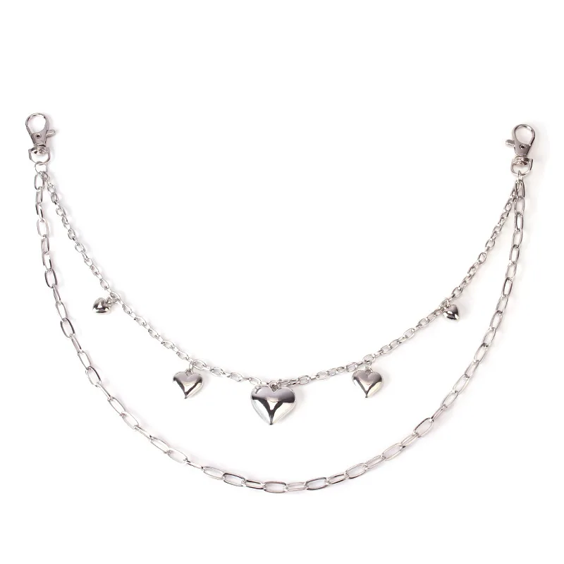 Heart Charm Multi‑Layer Pants Chain Y2K Silver Waist Chain Sweet Cool Style Jeans Key Ring Streetwear Fashion Jewelry view 5