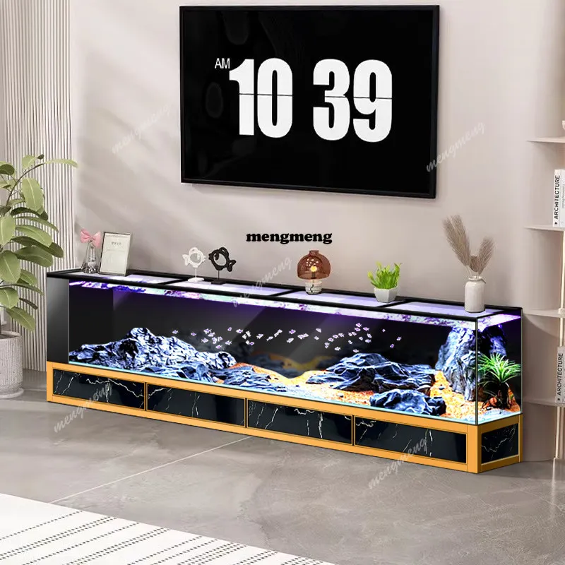 

Floor-to-ceiling fish tank Living room TV cabinet Aluminum alloy side filter Circulating aquarium Ecological stream tank