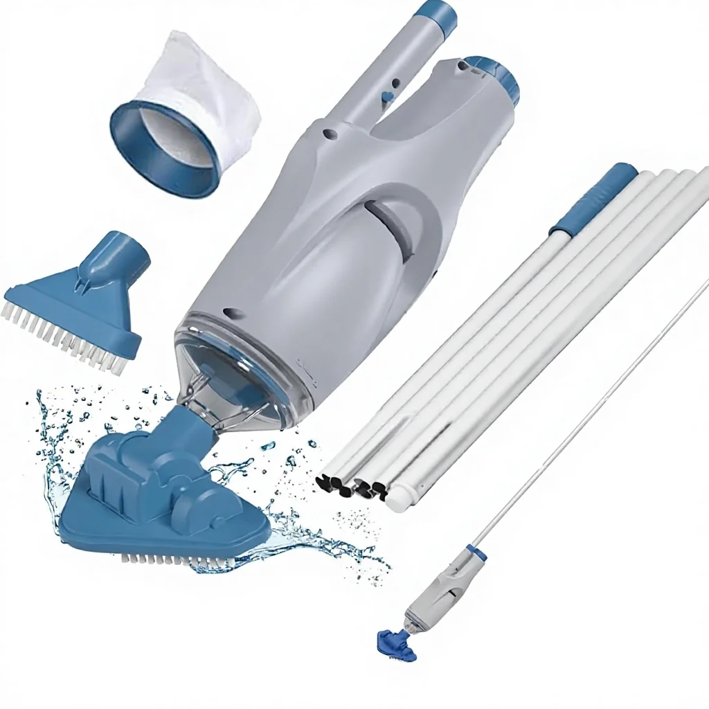 Cordless Handheld Pool Vacuum 6ft Pole 2 Vac Brush Heads Spot Clean Inground Pool Spa Hot Tub 20ft Rechargeable 60min