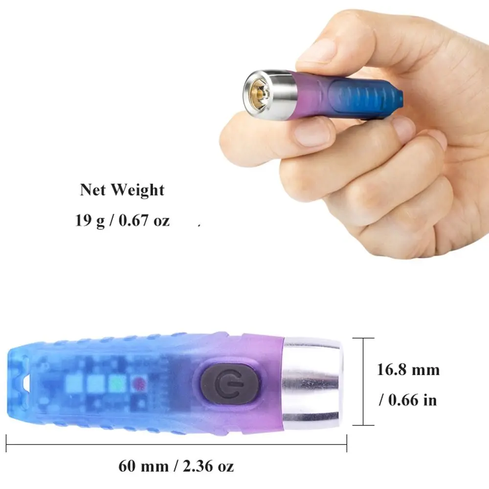 Super Bright Mini Keychain Flashlight High Power 11 Modes Portable Pocket Flashlight USB-C Rechargeable Waterproof