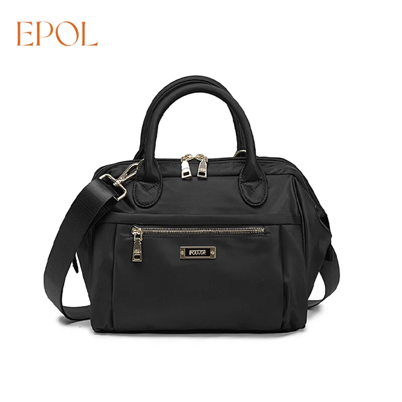 

EPOL Fashion Handbag Women's Premium Oxford Bag Casual Black Shoulder Bag Large Capacity Commuter Big Shell Bag Teenage 6006-01