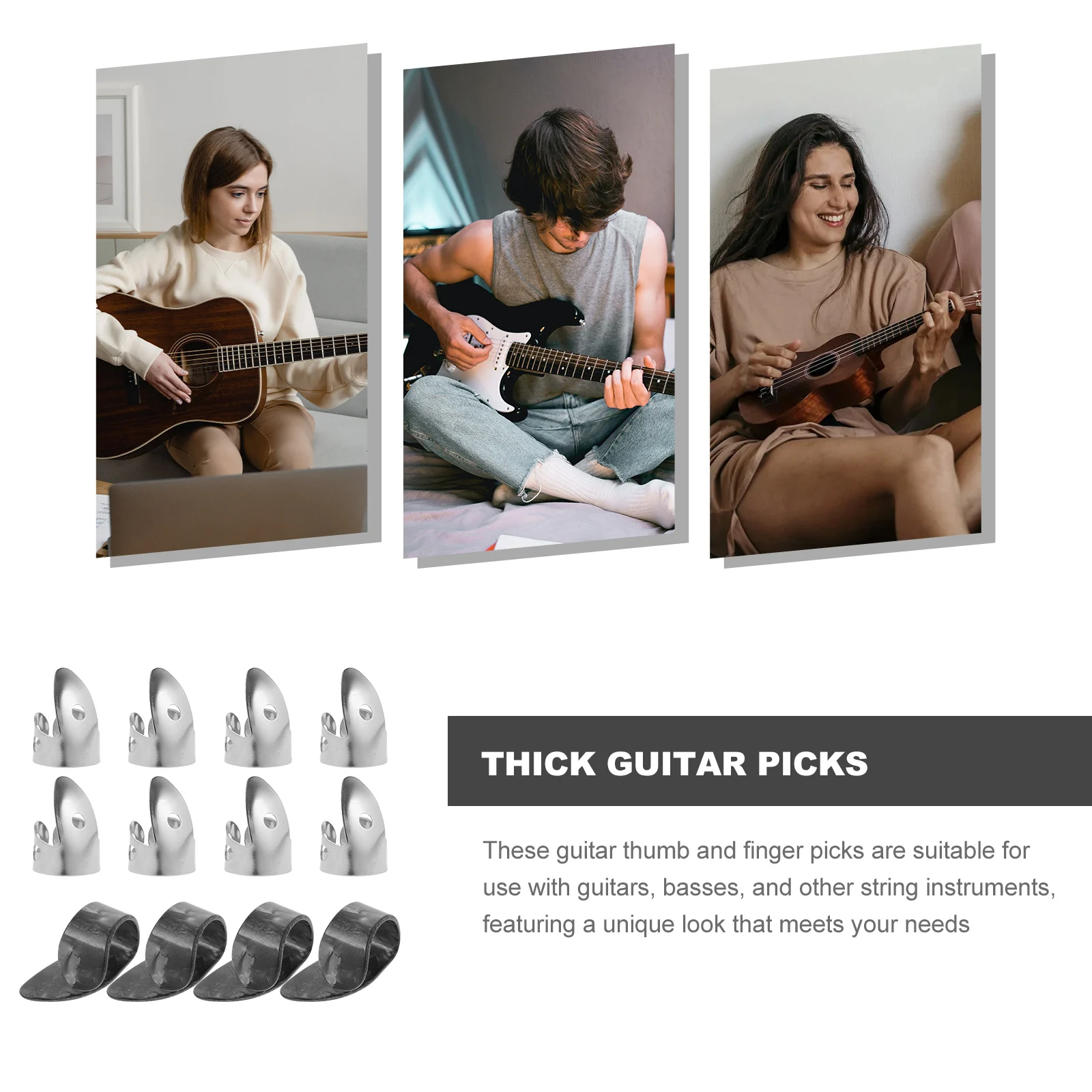 

12 Pcs Guitar Pick Thumb Picks for Electric with Grip Hole Acoustic Accessories Men