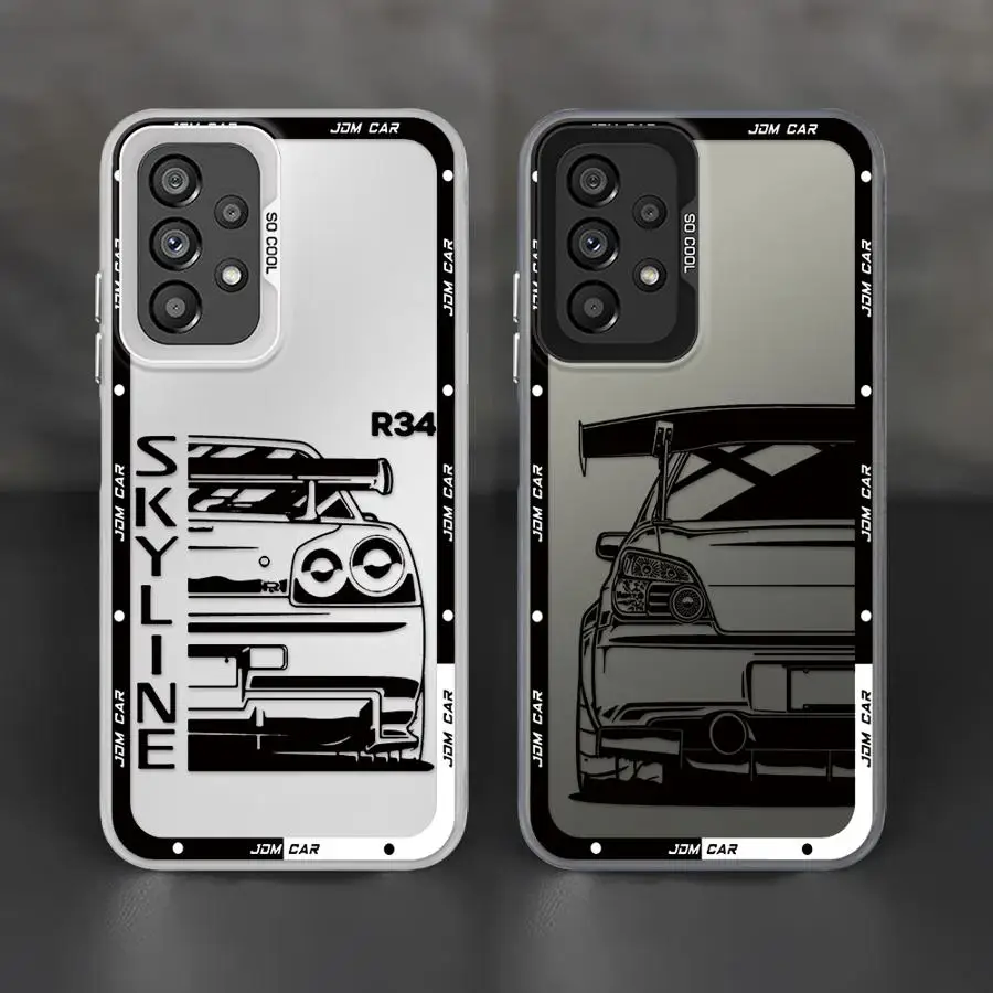 Phone Case for Samsung Galaxy A71 A54 A72 A26 A36 A73 A53 A35 A55 A51 A56 A52 Soft Shell Japanese JDM Drift Car