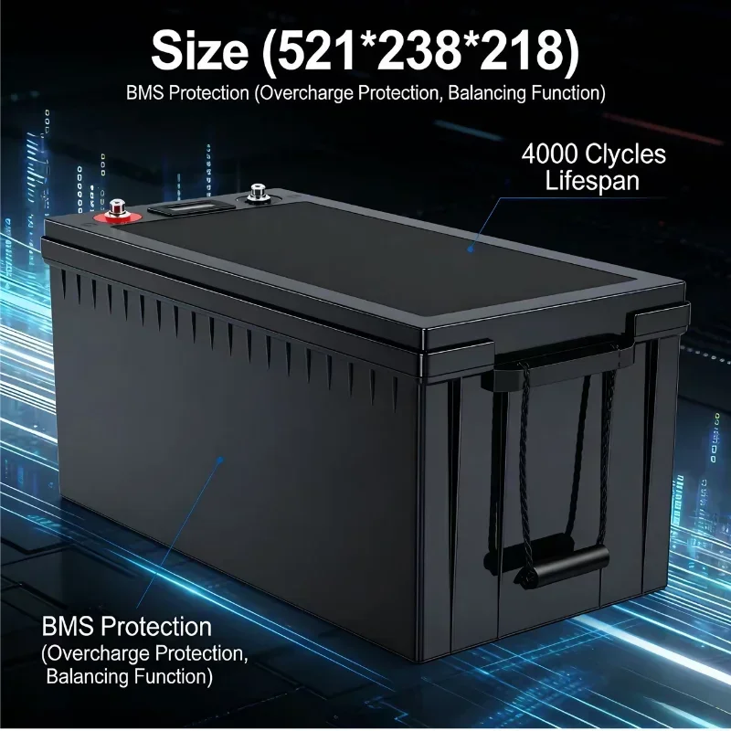 48V Lithium Iron Phosphate Storage Battery Pack 50Ah To 300Ah Built-in Bluetooth BMS Deep Cycle Parallel Support For 3000W-6000W