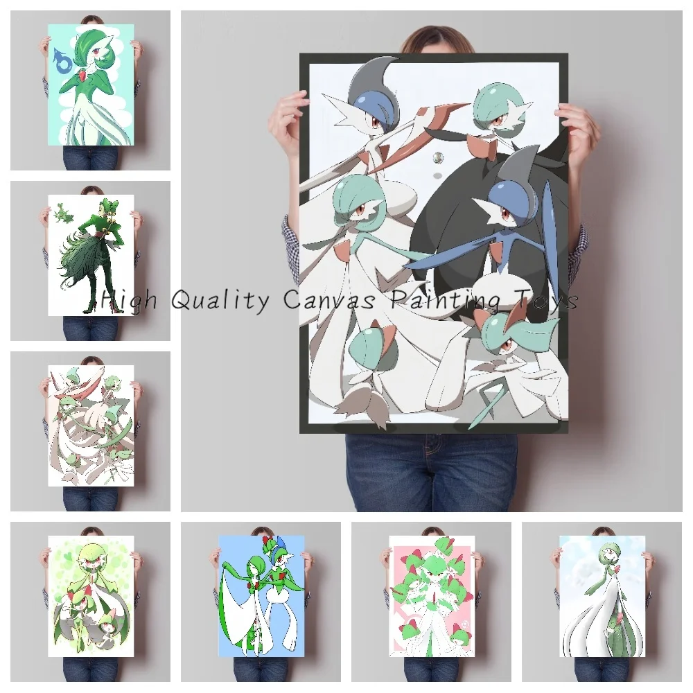 Vintage Poster Decorative Paintings Anime Figures Ralts Kirlia Gardevoir Gallade Pokemon Art Background Wall Mural Home Deco