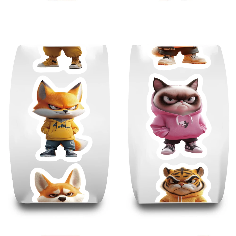 500 قطعة من ملصقات لفة مطبوعة على شكل حيوانات كرتونية قابلة للتهيج، ملصقات لفافات الكمبيوتر المحمول المبتكرة للمقهى المقاومة للماء، ملصقات جدارية فنية لتزيين الأمتعة