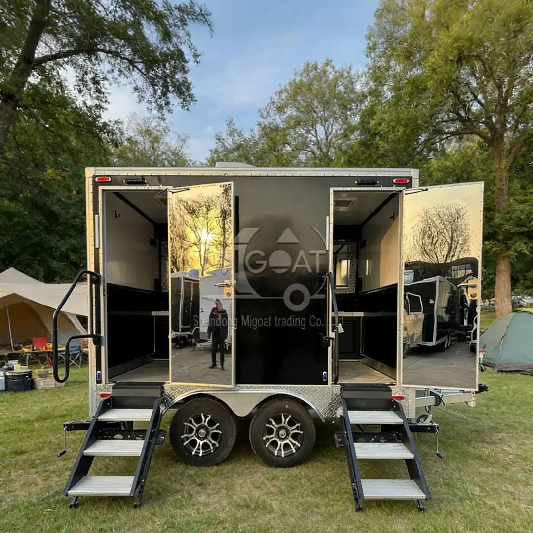 Mobile Restroom Trailer with Steps And Handrail for Outdoor Events And Weddings Movable Public Toilet with Convenient Features