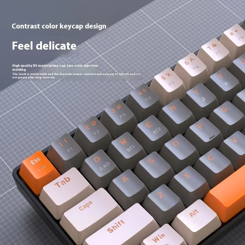 Imagem -03 - Ziyoulang-teclado Mecânico sem Fio Bluetooth Dual-mode Teclado Ergonômico para Jogos 68-key Hot-swappable Cool Colors K68