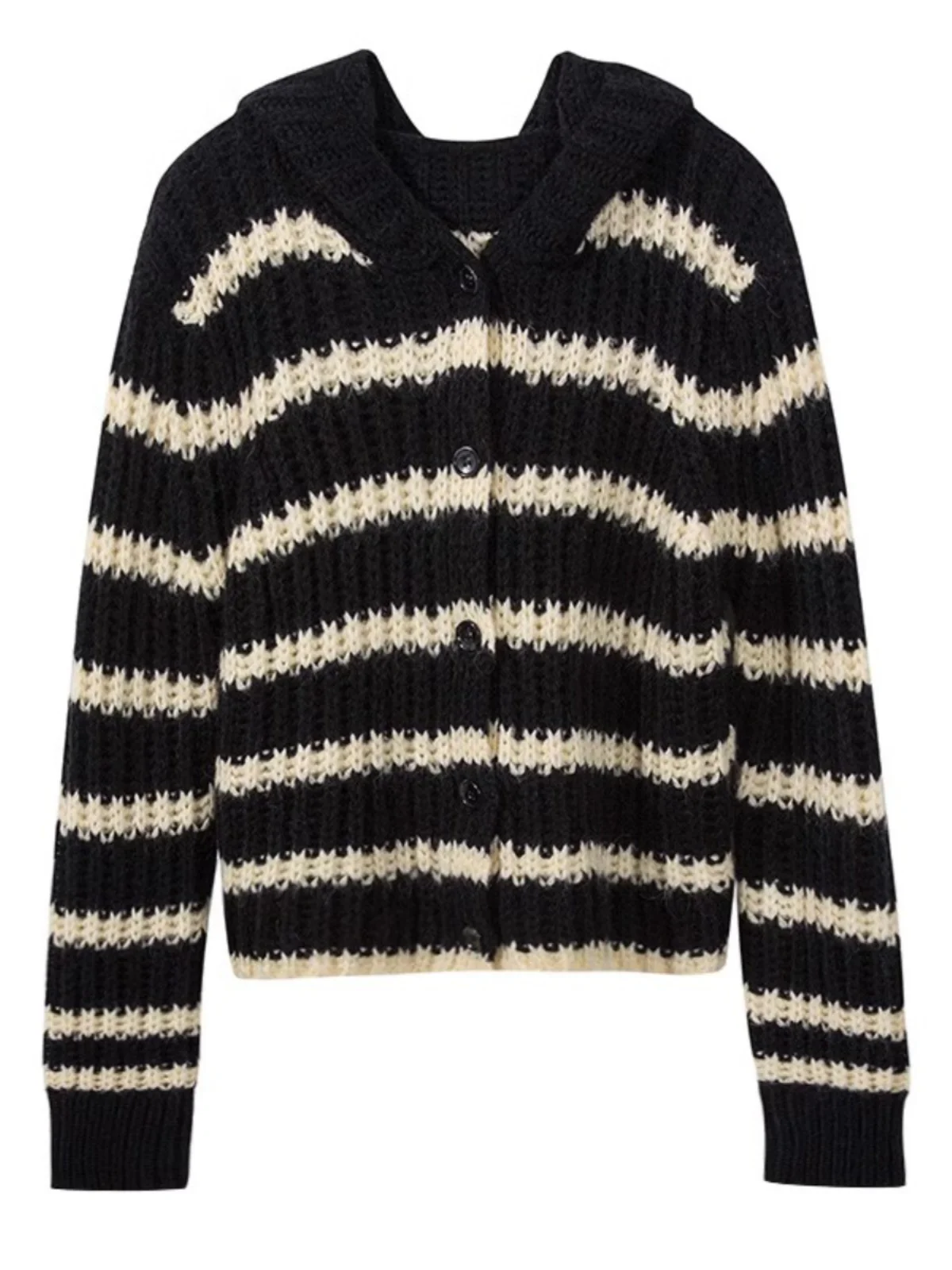 Suéter informal de punto con capucha para mujer, cárdigan a rayas, Otoño Invierno, Faion, moda, ort Sve v-ne, abrigo superior con botones