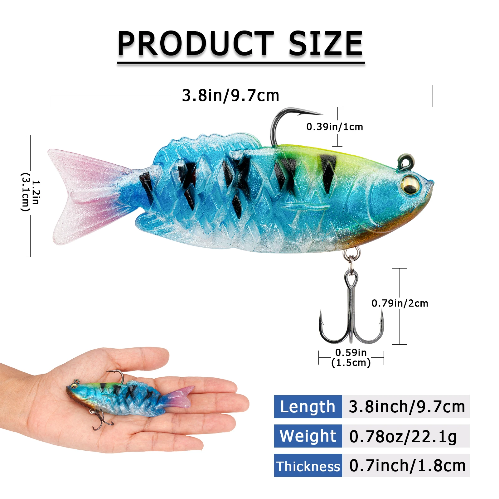 

1pcs Crankbaits Fishing Lures 22.1g 97mm Wobbler Artificial Hard Bait Swimbait For Pike Peche Joint Baits With Treble Hook