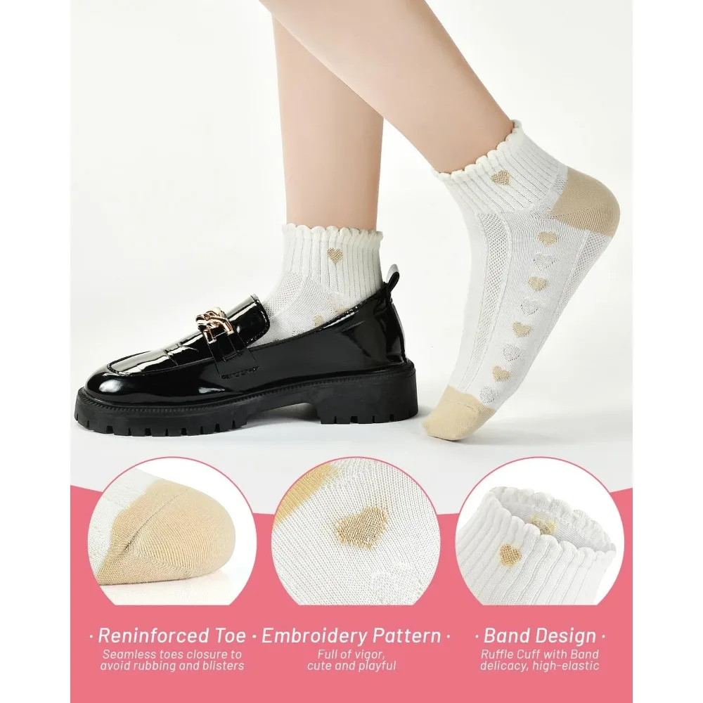 10 pairs cute socks for women white crew socks size 5-9,short crew socks for women cute quarter socks women